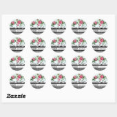 PINK ROSES AND ROSEBUES Save the Date Monogram Ronde Sticker (Vel)