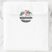 PINK ROSES AND ROSEBUES Save the Date Monogram Ronde Sticker (Tas)