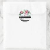 PINK ROSES AND ROSEBUES Save the Date Monogram Ronde Sticker (Tas)