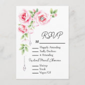 Pink Roses and Sage Green Foliage RSVP Informatiekaartje (Voorkant)