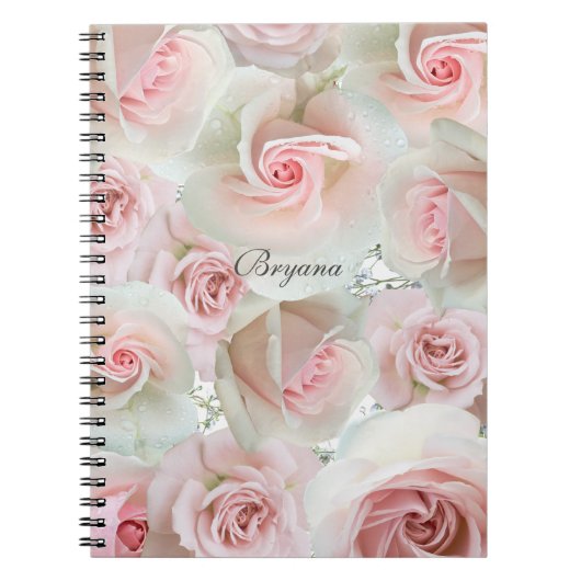 Pink Roses & Baby's Breath ELKE KLEUR Notitieboek (Voorkant)