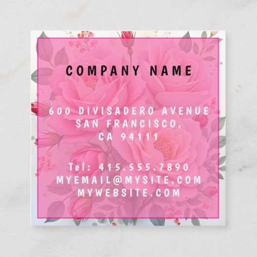 Pink Roses Beautiful Luxury Popular Collection Vierkante Visitekaartje (Achterkant)