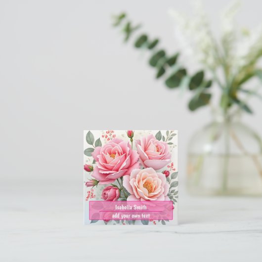 Pink Roses Beautiful Luxury Popular Collection Vierkante Visitekaartje (Staand voorkant)