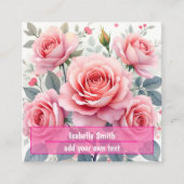 Pink Roses Beautiful Luxury Trendy Collection Vierkante Visitekaartje (Voorkant)