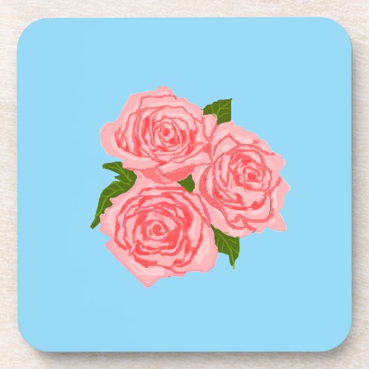 Pink roses bier onderzetter (Voorkant)