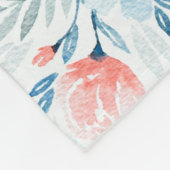 Pink Roses Blue Flowers Waterverf Floral Pattern Fleece Deken (Hoek)