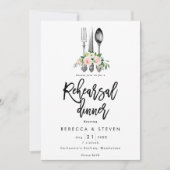 Pink Roses Botanische repetitie Diner Uitnodiging (Voorkant)