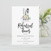 Pink Roses Botanische repetitie Diner Uitnodiging (Staand voorkant)