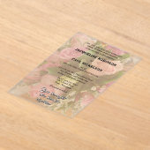 Pink Roses Bouquet Bride and Groom Photo Acryl Uitnodigingen (Laagn)