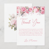 Pink Roses Bridal Shower Thank You Card Kaart (Voorkant / Achterkant)