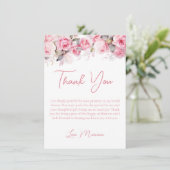 Pink Roses Bridal Shower Thank You Card Kaart (Staand voorkant)