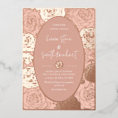 Pink Roses bruiloft Folie uitnodiging (Voorkant)