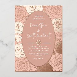 Pink Roses bruiloft Folie uitnodiging