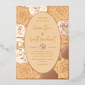 Pink Roses bruiloft Folie uitnodiging (Voorkant)