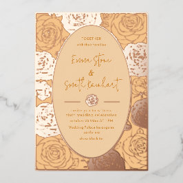 Pink Roses bruiloft Folie uitnodiging