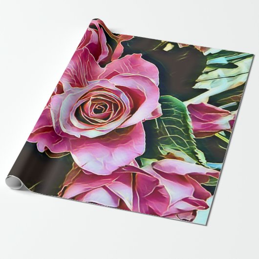 PINK ROSES CADEAUPAPIER (Uitgerold)