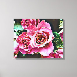 PINK ROSES CANVAS AFDRUK