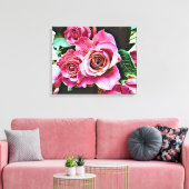 PINK ROSES CANVAS AFDRUK (Insitu (Woonkamer))