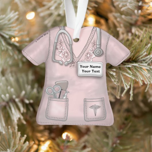 Pink Roses custom Nurse scrubs ornament (Boom)