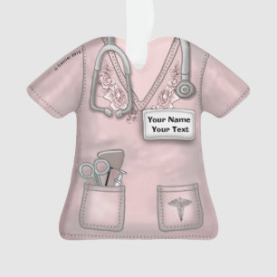 Pink Roses custom Nurse scrubs ornament