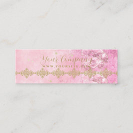 Pink Roses Damask Grunge - Prijs Label, Business C Mini Visitekaartje