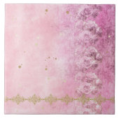 Pink Roses Damask Grunge - Tegel Tegeltje (Voorkant)