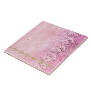 Pink Roses Damask Grunge - Tegel Tegeltje