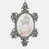 Pink Roses Elephant Baby 1st First Christmas Tin Sneeuwvlok Ornament (Links)