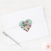 PINK ROSES EN ANEMONE FLOWERS Sparen het datumhart Hart Sticker (Envelop)