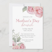 Pink Roses en Baby's Breath Moederdag Brunch Kaart (Voorkant)