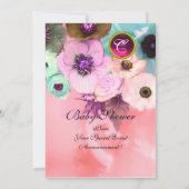 PINK ROSES EN BOW BABY SHOWER FOTO TEMPLATE KAART (Achterkant)