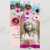 PINK ROSES EN BUTTERFLY SWEET 16 FOTO TEMPLATE KAART (Voorkant / Achterkant)