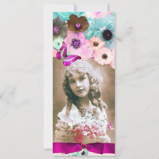 PINK ROSES EN BUTTERFLY SWEET 16 FOTO TEMPLATE KAART (Voorkant)