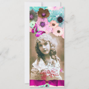 PINK ROSES EN BUTTERFLY SWEET 16 FOTO TEMPLATE KAART