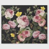 PINK ROSES EN GEEL BUTTERFLIES CADEAUPAPIER (Vlak)