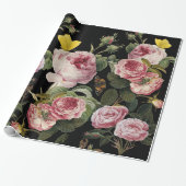 PINK ROSES EN GEEL BUTTERFLIES CADEAUPAPIER (Uitgerold)