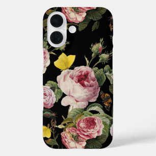 PINK ROSES EN GEEL BUTTERFLIES iPhone 16 HOESJE