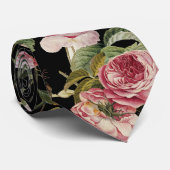 PINK ROSES EN GEEL BUTTERFLIES STROPDAS (Opgerold)