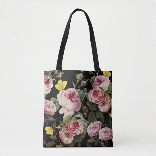 PINK ROSES EN GEEL BUTTERFLIES TOTE BAG (Voorkant)