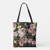PINK ROSES EN GEEL BUTTERFLIES TOTE BAG (Achterkant)