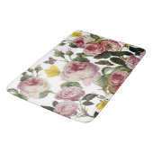 PINK ROSES EN GEEL BUTTERFLIES White Floral Badmat (Gekanteld)