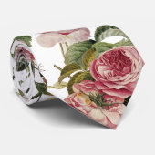 PINK ROSES EN GEEL BUTTERFLIES White Floral Stropdas (Opgerold)