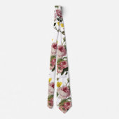 PINK ROSES EN GEEL BUTTERFLIES White Floral Stropdas (Achterkant)