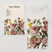 PINK ROSES EN GEEL BUTTERFLIES White Floral Visitekaartje (Voorkant / Achterkant)