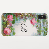 PINK ROSES EN JASMINES FLORAAL MONOGRAM Case-Mate iPhone CASE (Achterkant (horizontaal))