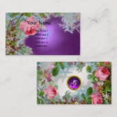 PINK ROSES EN JASMINES MONOGRAM GEM STONE paars Visitekaartje (Voorkant / Achterkant)