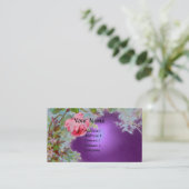 PINK ROSES EN JASMINES MONOGRAM GEM STONE paars Visitekaartje (Staand voorkant)