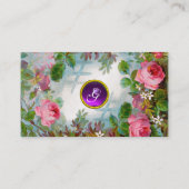 PINK ROSES EN JASMINES MONOGRAM GEM STONE paars Visitekaartje (Achterkant)