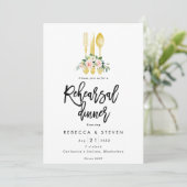 Pink Roses Faux Gold repetitie Diner Uitnodiging (Staand voorkant)