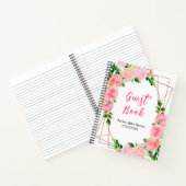 Pink Roses Floral Baby Shower Guest Book Notitieboek (Binnen)